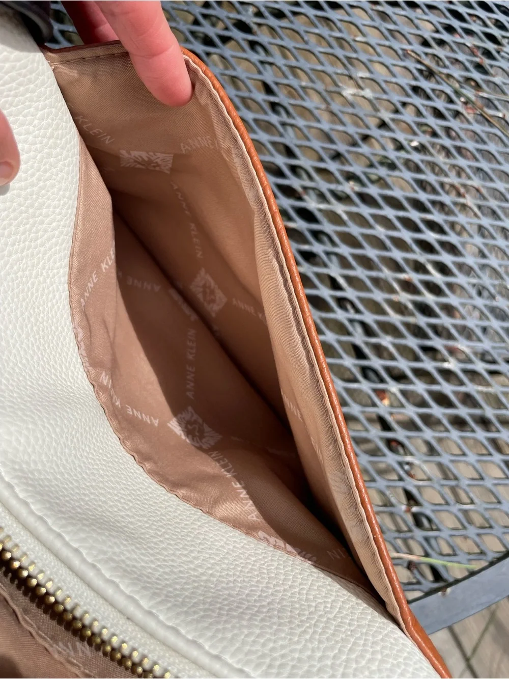 Anne Klein White and Orange Crossbody with Gold Accents - Picture 7 of 10